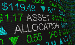 A stock ticker that says “asset allocation”