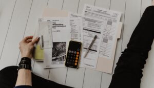 Tax forms on a table