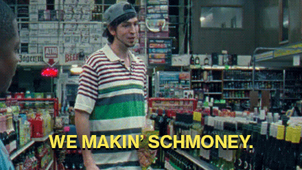 Man saying, "We makin' schmoney."