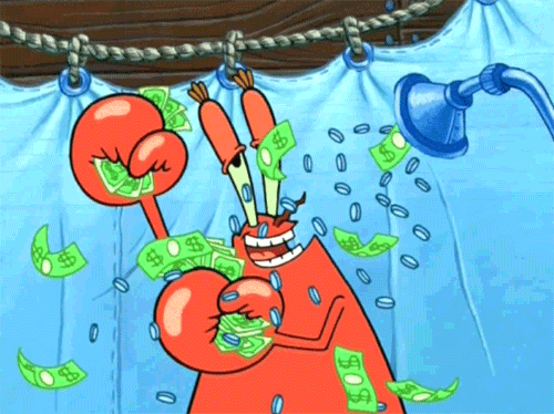 Learn how to read a paycheck while you enjoy Mr. Krabs from SpongeBob showering himself in money